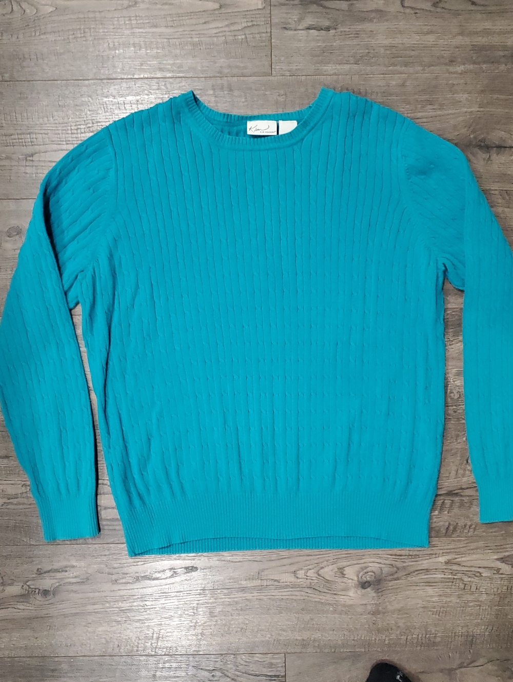 Kim Rogers Teal Cable Knit Sweater